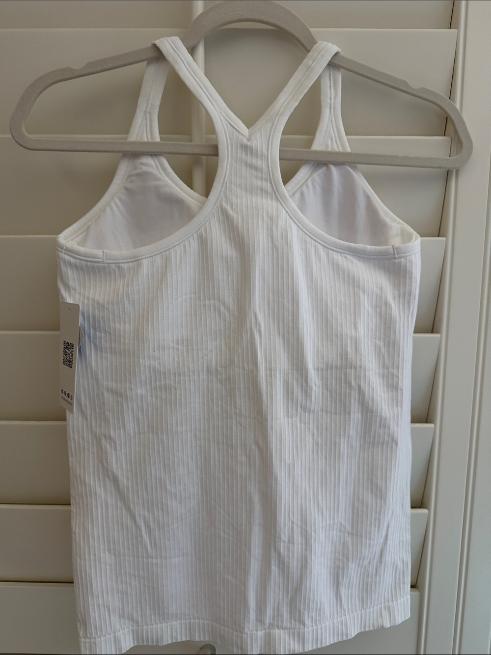 Ribbed White Racerback Tank Top - Picture 4 of 5